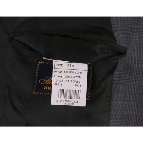 Brooks Brothers Gray Blue Glen Plaid 2-Btn Wool Stretch Suit 41R - Picture 8 of 9